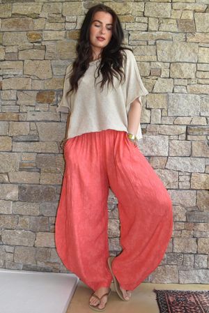 Lalli Damask Classic Tapered Barrel Leg Pant Watermelon